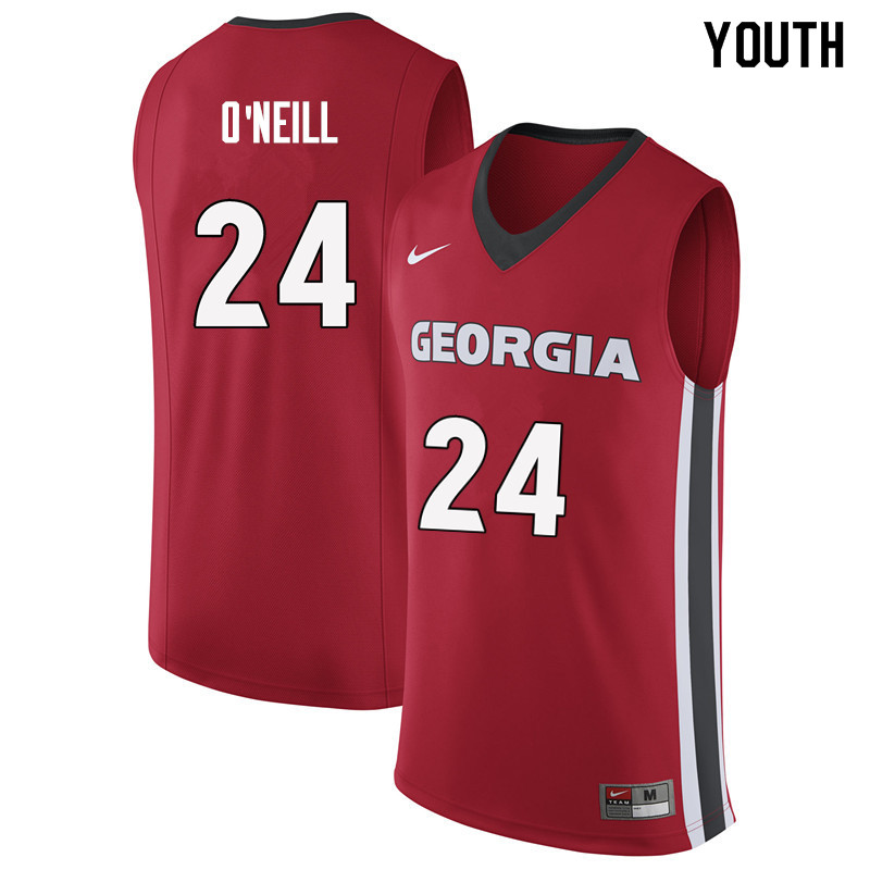 Youth #24 Connor O'Neill Georgia Bulldogs College Basketball Jerseys Sale-Red